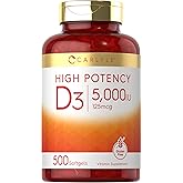 Carlyle Vitamin D3 5000 IU Softgels | 500 Count | Value Size | Non-GMO and Gluten Free Supplement | High Potency Formula | 125mcg