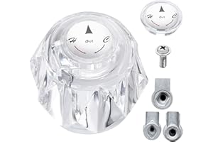 ZephyrJazz Faucet Handle 3 Adapter Compatible with Delta Faucet RP2391, Single Clear Knob Handle Kit with Offset Hole for Shower/Tub, 2-1/2" x 2-1/8" Faucet Knob Replacement, Clear Acrylic Finish