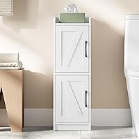 Hzuaneri Bathroom Storage Cabinet, Small Corner Floor Cabinet with Door and Shelves, Narrow Bathroom Organizer and Paper Stor