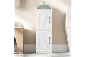 Hzuaneri Bathroom Storage Cabinet, Small Corner Floor Cabinet with Door and Shelves, Narrow Bathroom Organizer and Paper Stor