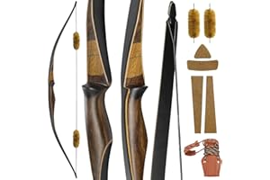 OUBERT 52 Inch Black Hunter Longbow 20-35lbs Horse Bow Right Hand One Piece Longbow with Stringer Tool Handmade Traditional Wooden Bow for Hunting Shooting