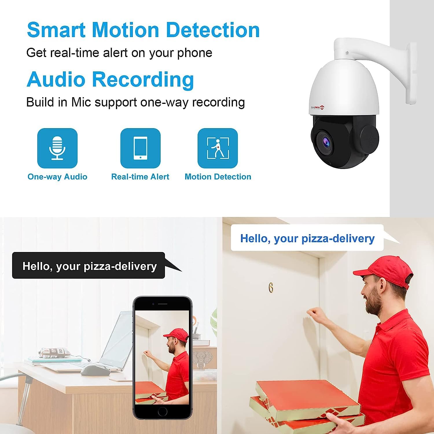 Anpviz 5MP PoE PTZ IP Surveillance Camera 20X Optical Zoom, PTZ IP Security Camera Outdoor with Mic/Audio, Human Vehicle Detection, 300ft IR Night Vision, Pan 360°/Tilt 90°, IP66 Waterproof (U Series)