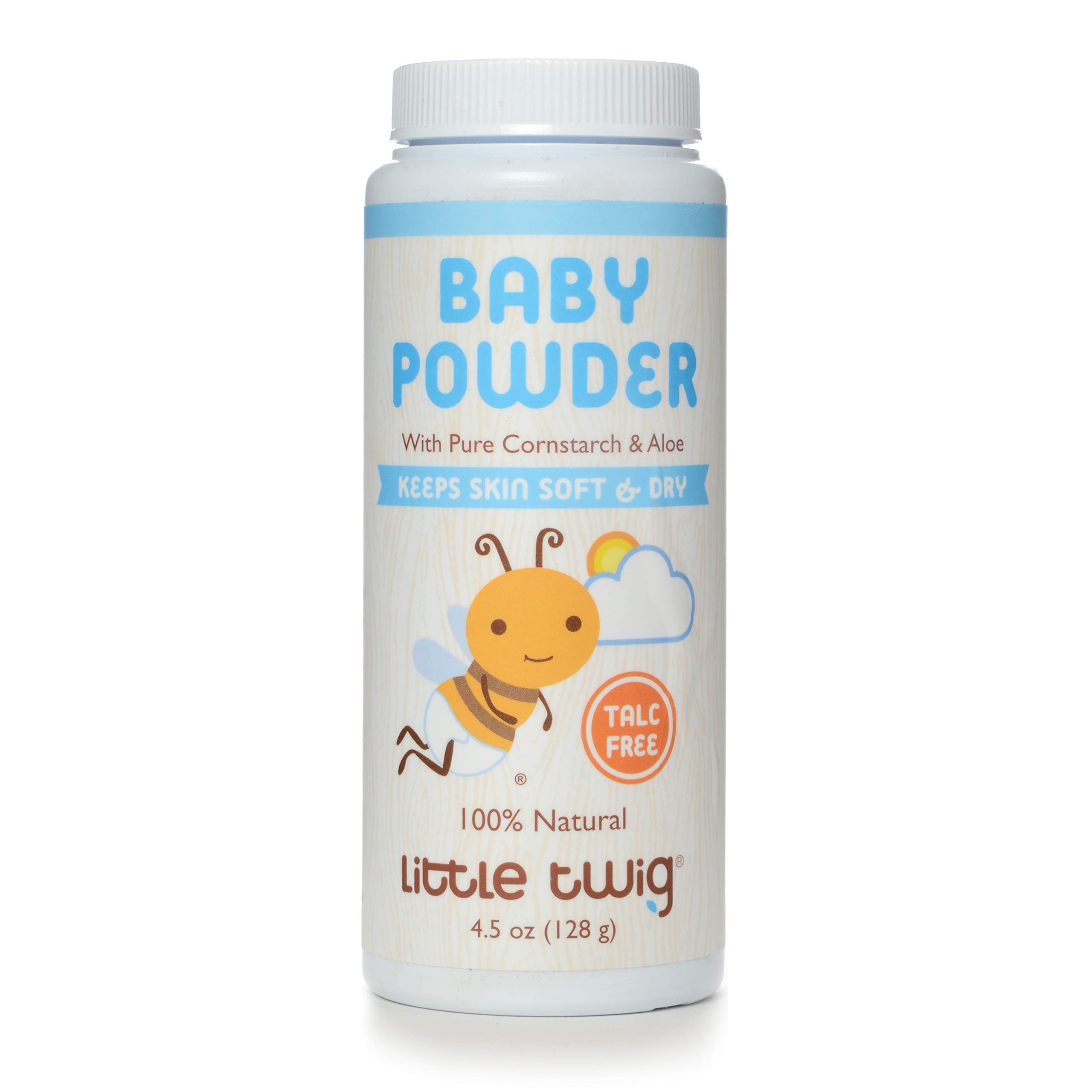 Little Twig Baby Powder, Natural Plant Derived Formula with Cornstarch and Aloe, 100% Talc-Free Powder, Fragrance-Free, 4.5 oz
