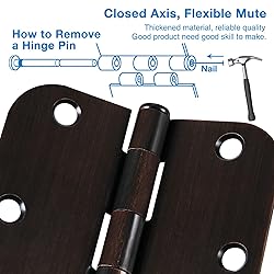 6 Pack Oil Rubbed Bronze Door Hinges 3.5" x 3.5