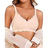 Guhaha Seamless Bras for Women No Underwire Push Up Bra Full Coverage V-Neck Wirefree Bralettes Soft T-Shirt Everyday Bra