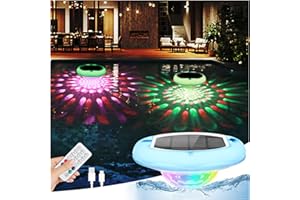QOLNBY 2-in-1 Solar Pool Lights USB Rechargeable Floating Pool Lights with Remote, 6.69 Inch 2600mAh IP68 Waterproof RGB 6 Dynamic Modes Upper and Lower Glow Hangable Light for Patio 1 Pack