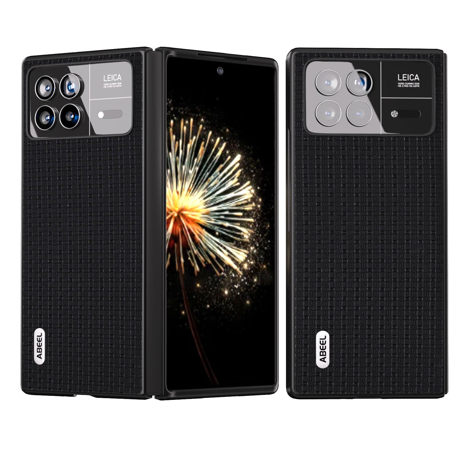 COQUE Case for Xiaomi Mix Fold 3 Shell,the Xiaomi Mix Fold 3 has a folded flap with leather texture(Black)