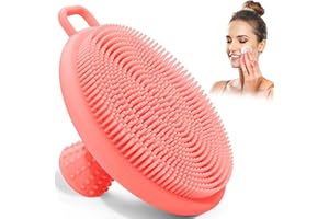 GEENOA Silicone Face Scrubber for Women, Manual Face Scrubber Exfoliator with Soft Bristles and Non-Slip Handle, Gentle Facial Scrubber Face Brush for Super Lathering & Deep Cleansing(Pink)