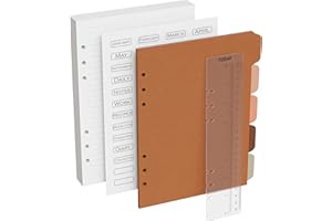 SORT OUT MY LIFE A5 Lined Paper 6-Hole Punched Accessory Kit. 50 Sheets, Ruler, Dividers, Tab Stickers, 100 GSM, A5 Binder Refill, 5.83 x 8.27 Inch