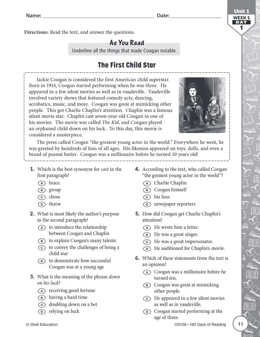 180 Days™: Reading for 7th Grade Practice Workbook for Classroom and Home, Cool and Fun Practice Created by Teachers (180 Days of Practice)