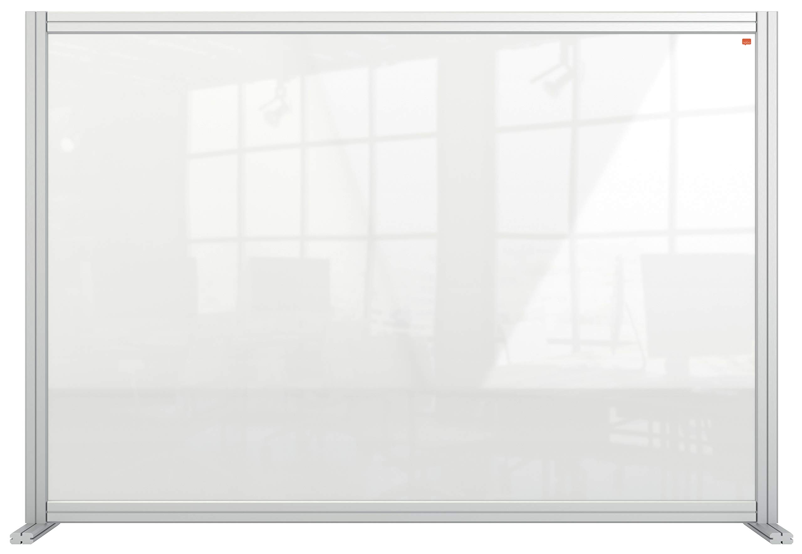 Nobo Clear Acrylic Desk Divider, 1.4 m High, Free Standing Screen System, Premium Plus, 1400 x 1000 mm, 1915490