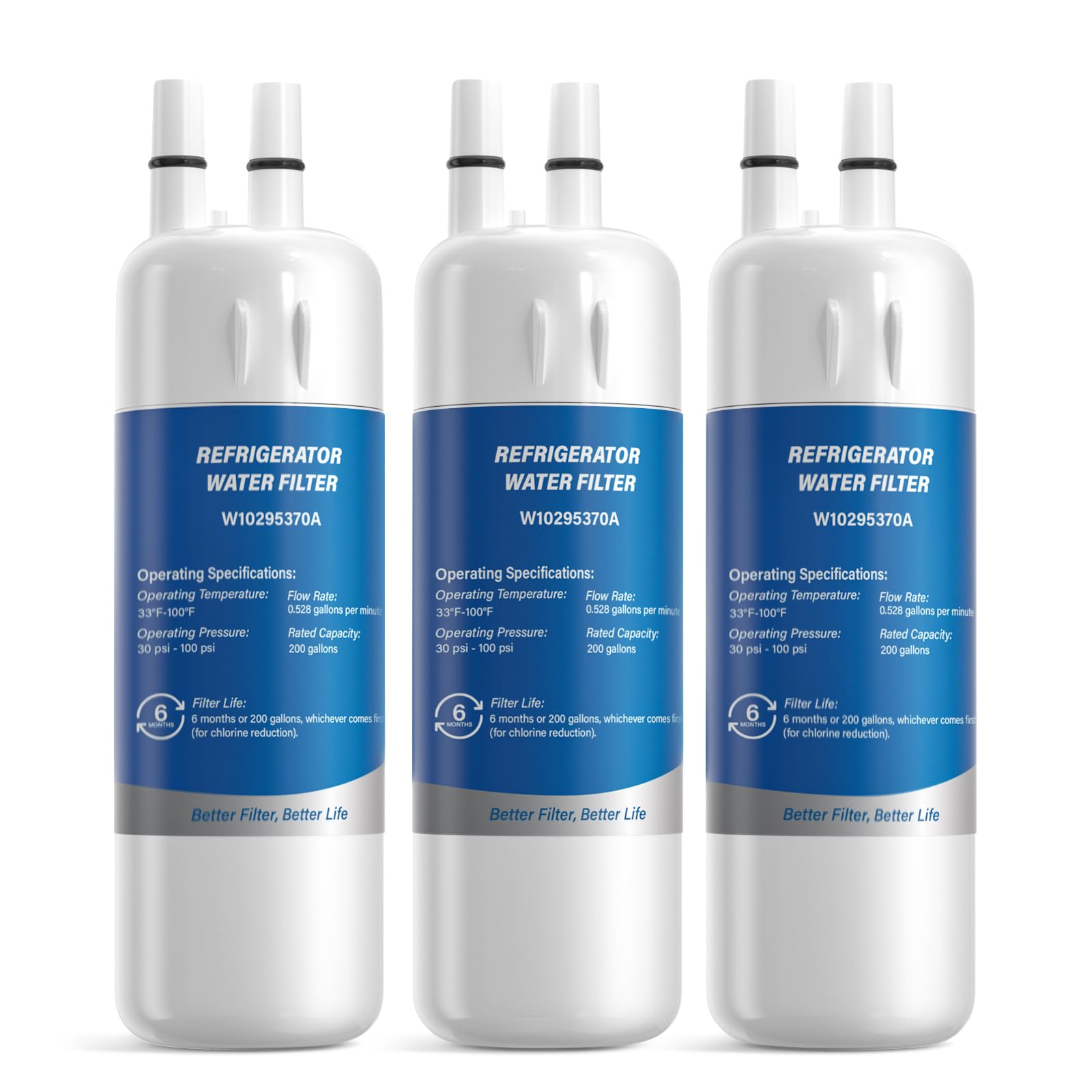 Photo 1 of WSKFDTI W10295370A Water Filter Replacement, Compatible with EDR1RXD1, Filter 1, WHR1RXD1, W10295370, KAD1RXD1, P8RFWB2L, P8WB2L, P4RFWB, P5WB2L, 46-9081, 46-9930 (3 Pack)