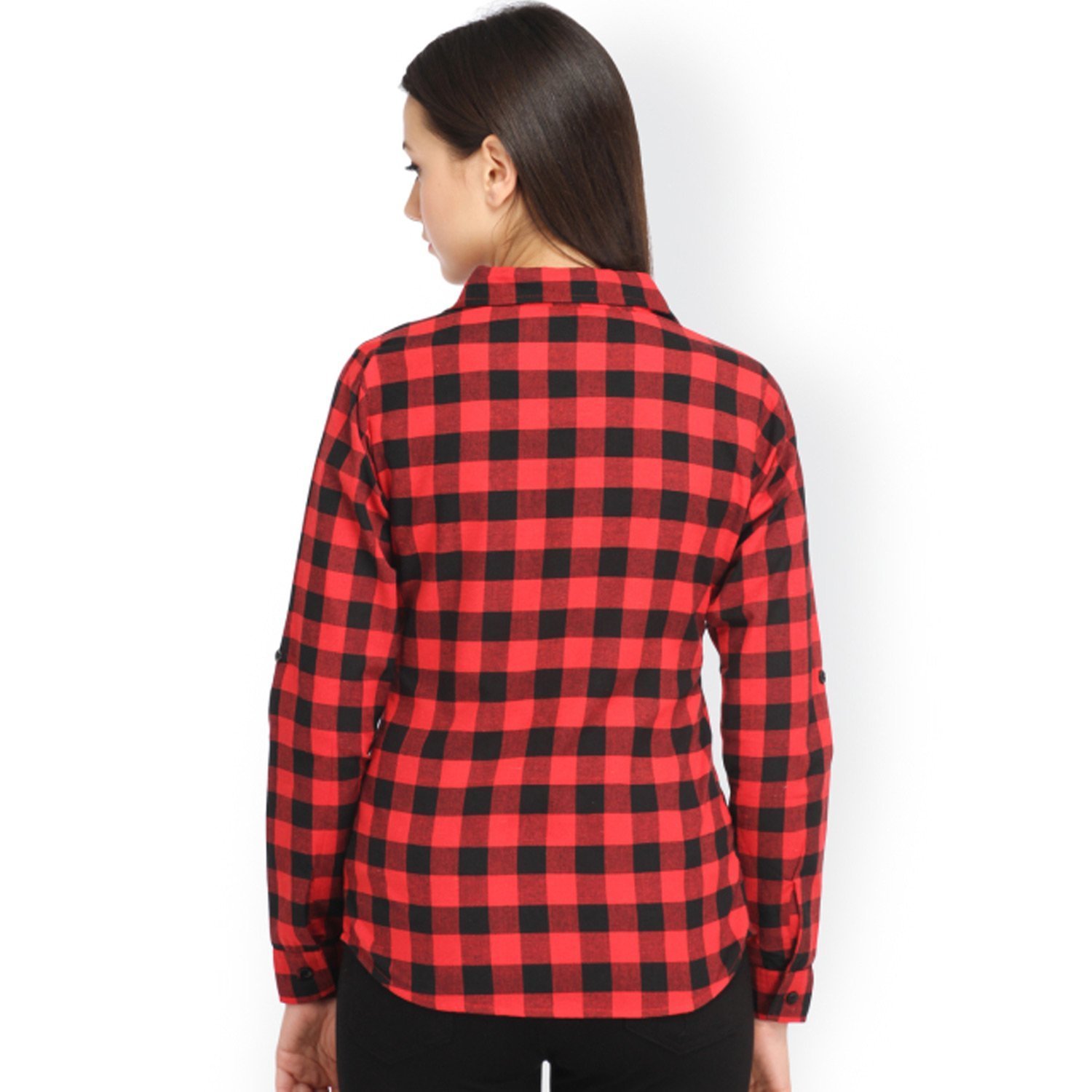 women's red and black casual checkered shirt by adiba