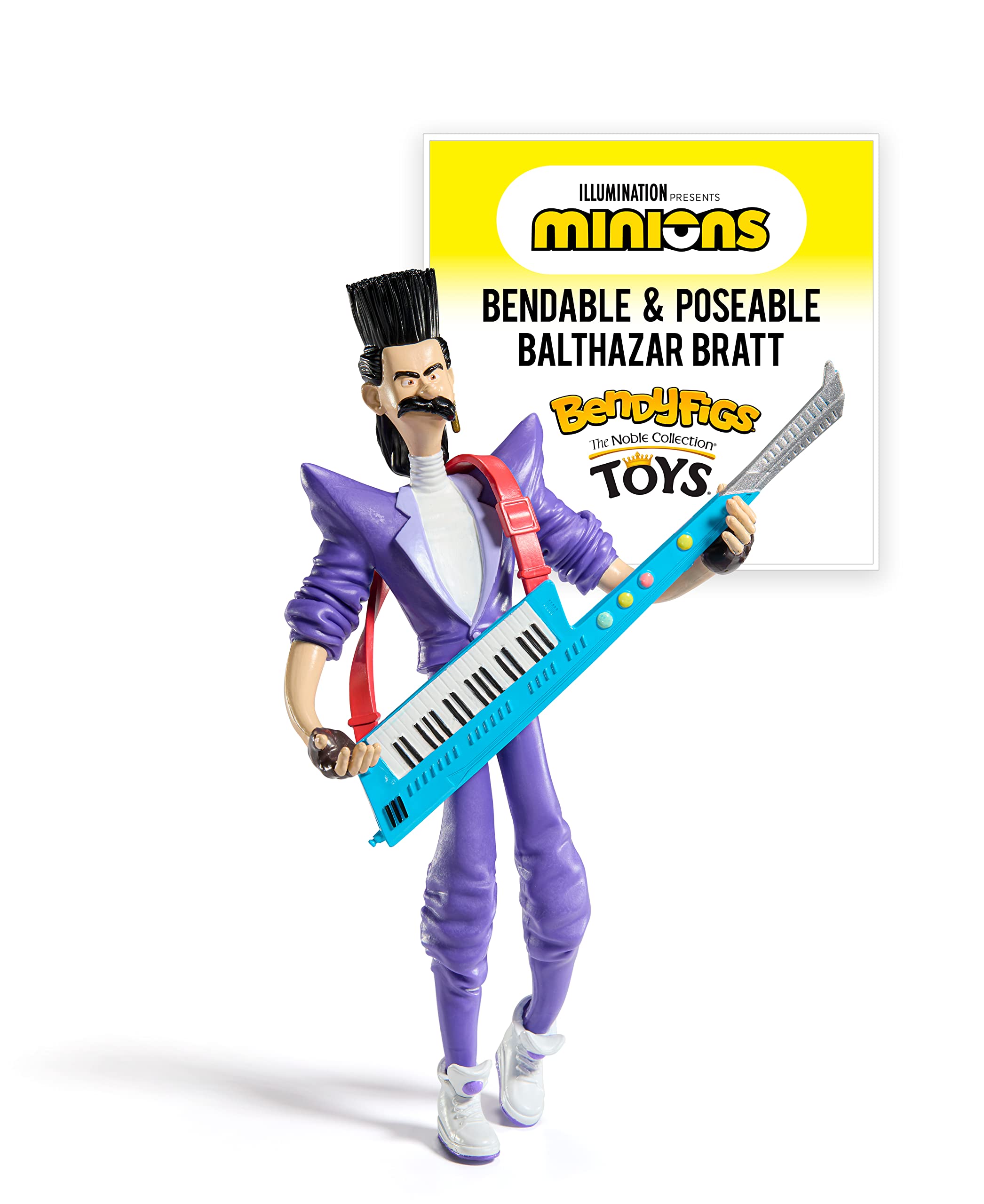 BendyFigs The Noble Collection Minions Balthazar - Noble Toys 19cm Bendable Posable Collectible Doll Figure With Stand and Mini Accessory