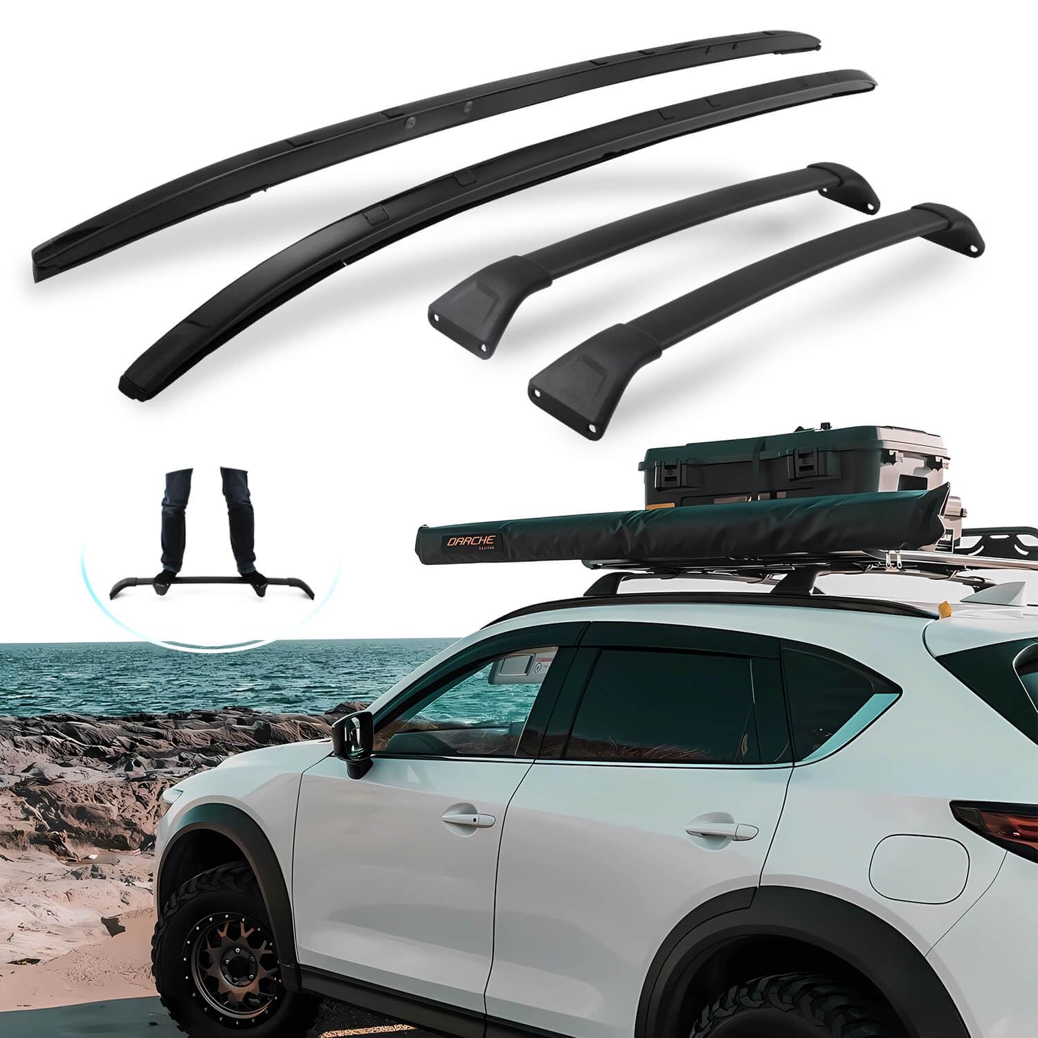 Photo 1 of SNIXWOO Roof Rails & Cross Bars for Mazda CX5 CX-5, Easy Installation, No Drilling Required, Complete Set in Sleek Black (2017-2025)