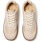 BEAU TODAY Women's Fashion Sneakers, Retro Flat Sneakers for Women Casual Shoes for Skateboarding Tennis Walking Comfortable Leather Sneaker