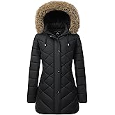 Women's Long Warm Winter Coat Windproof Thickened Fleece Lined Down Jacket Waterproof Puffer Outerwear with Removable Hood