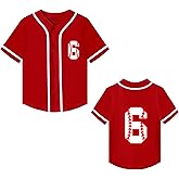 Kids Baseball Jersey Boys 6th Birthday Gift Print Number 6 T-Shirt Girls Trendy Hip Hop Button Short Sleeve Tops