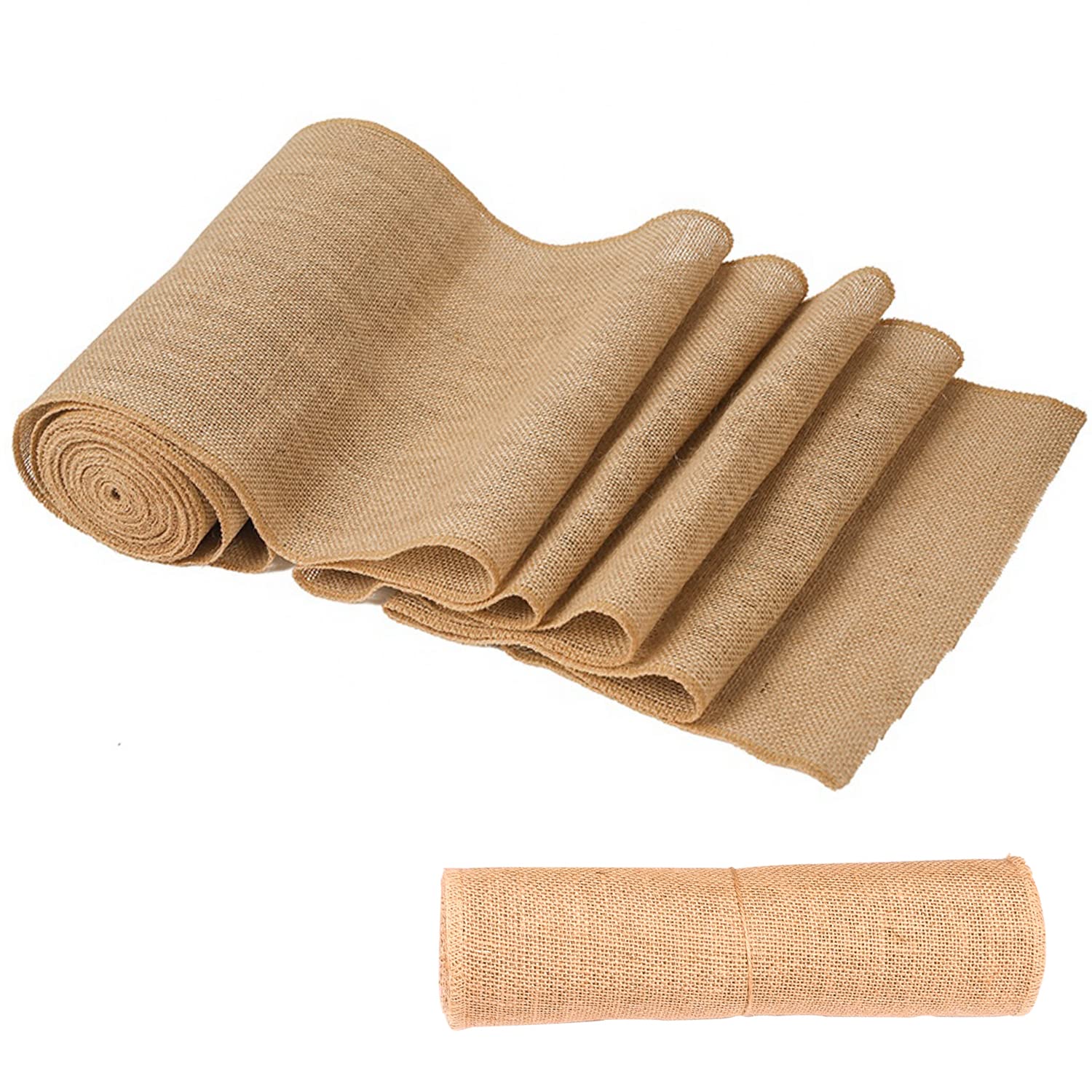 Natural Burlap Table Runner - 10m x 20cm Hessian Jute Fabric Roll for Crafting, Wedding Parties & Table Decoration