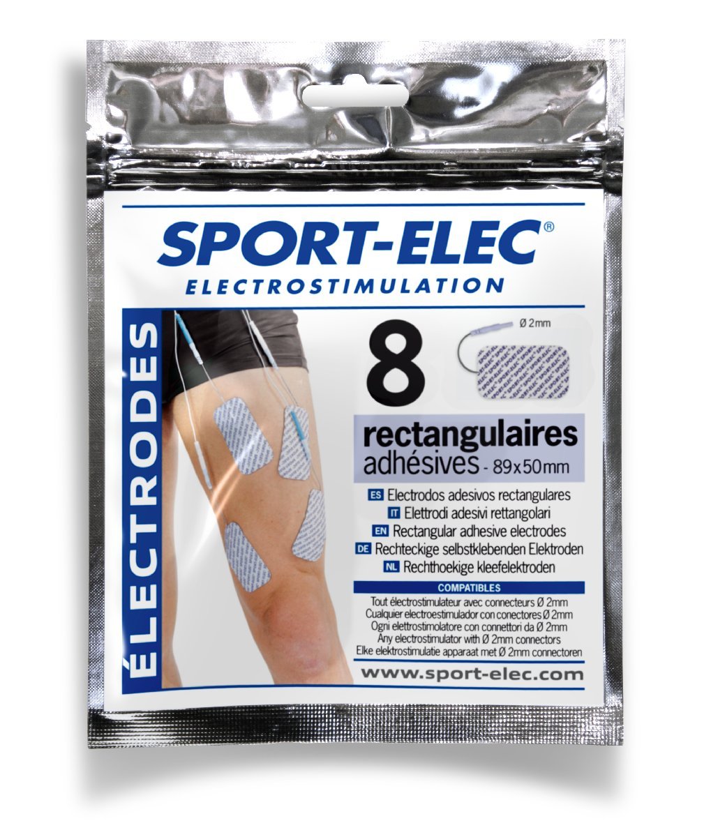Sport Elec Electrodos rectangulares unidades x mm color azul y blanco