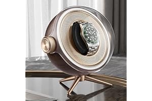Single Watch Winder for Automatic Watches with Silent Motor, Rotating Watch Box 2 Rotation Modes Setting Display Case with Li