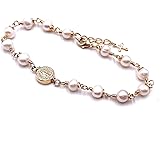 SIFRIMANIA Freshwater Cultured Pearls Catholic Image Adjustable Bracelet for Women Bride Jewerly