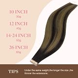 GOO GOO Hair Extensions Tape In 22in 50g 20pcs Dark Brown Balayage view 6