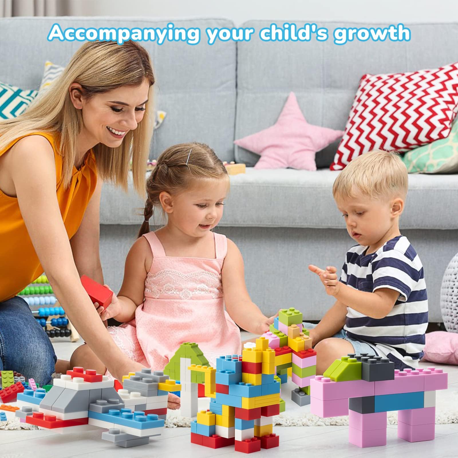 1500 Piece Building Bricks,Bulk Classic Building Blocks Basic Box Compatible with Major Brands Baseplates, 12 Colors 14 Random Bulk Shapes