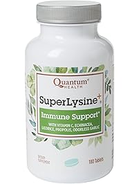 Quantum Health Super Lysine+ Tablets, Immune Support, Lip Care Supplement - L-Lysine (1500 mg), Vitamin C, Propolis, Garlic Bulb, Echinacea - 180 Count