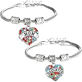 YEEQIN Set of 2 Crystal Heart Mom Daughter Charm Bracelet Jewelry Gift for Mother and Daughter