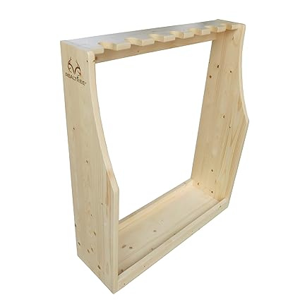 Rush Creek Creations Realtree Free Standing 7 Gun Storage Rack With Hidden Hardware Solid New Zealand Pine Easy Assembly