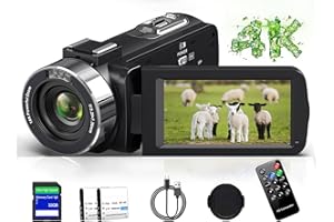 THPACIP 4K Video Camera Camcorder Ultra 48MP Vlogging Camera for YouTube 18X Digital Zoom Camcorder Recorder 3.0" LCD Touch Screen IR Night Vision with Controller, 32GB SD Card and 2 Batteries