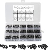 FandWay 750Pcs Small Self Tapping Screws Set M1.7 M2 M2.3 M2.6 M3 Black