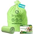 Simply Bio 13 Gallon Compostable Trash Bags Liners with Flat-Top, Thick 0.87 Mil, 49.21 Liter, 50 Bags, Tall Kitchen Food Scrap Waste Bag, ASTM D6400, US BPI and OK Compost Home Certified