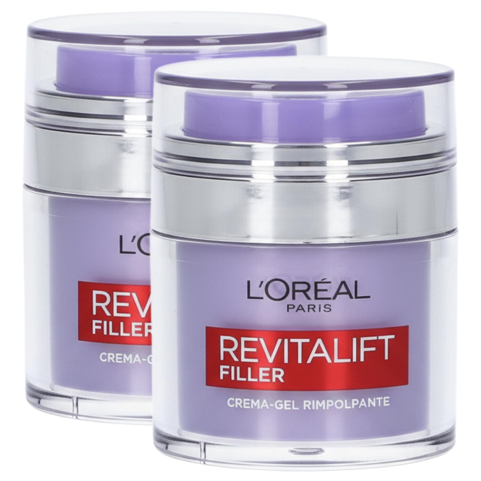 L'Oréal Paris Revitalift Filler Nourishing and Hydrating Facial Plumping Gel Cream with Hyaluronic Acid for All Skin Types - 2x 50ml Jars — image 1
