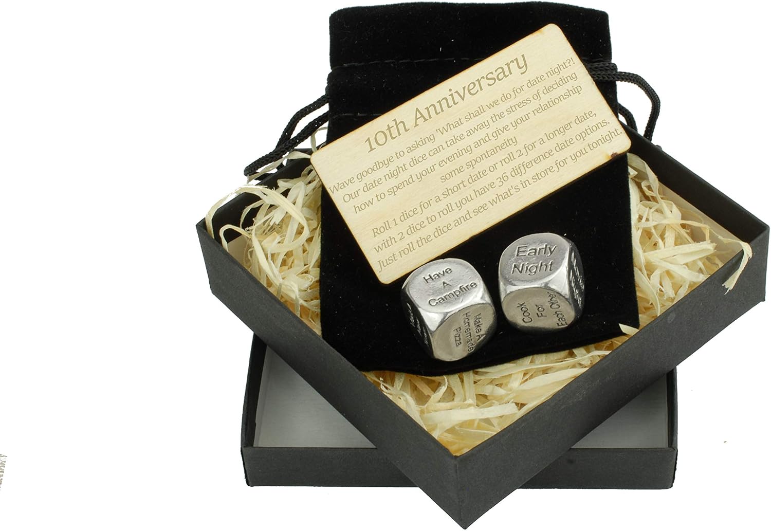 Tin 10th Wedding Anniversary Date Night Dice - 100% Pure Tin Content, Silver, 16mm - Image 3