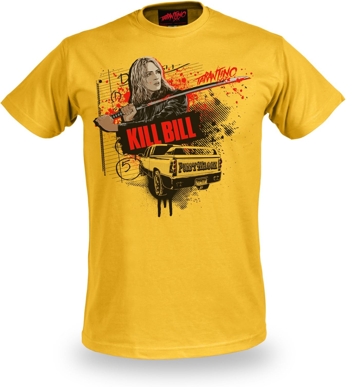 Tarantino XX - Kill Bill T-Shirt - The Bride and Her Pussy Wagon - Yellow - S