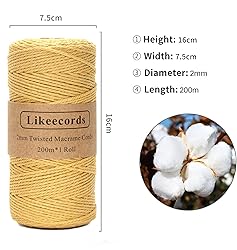 Macrame Cord,2mm x 219yard Cotton Twine String