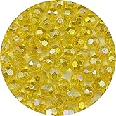 Pinhoollgo 300pcs 8mm Acrylic Faceted Round Beads AB Colors Glossy Acrylic Beads Round Spacer Beads with Hole for DIY Bracelet Necklace Jewelry Making Supplies Handmade Craft(Yellow AB)