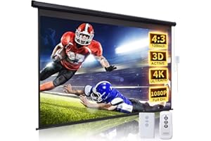 FRAYSCENT 120 Inch Projector Screen Motorized 4:3 HD Electric Rising Projector Screen Pull Down with Remote, Black Automatic Projection Screens Retractable Wall Mount Ceiling Movie Screens Outdoor Indoor