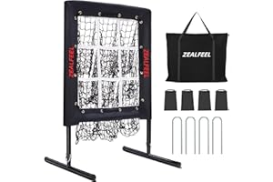 ZEALFEEL Baseball Pitching Net, 9 Hole Pitching Target Net with Strike Zone, 5 Height Adjustable Throwing Trainer, Heavy Duty Baseball Softball Net with Carry Bag for Solo Practice