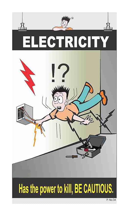 Posterkart Electrical Safety Poster Electricity 66 Cm X 36 Cm X 1 Cm 