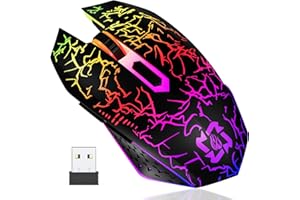 MELOGAGA Bluetooth Wireless Gaming Mouse, 2.4G Cordless RGB Rechargeable PC Game Mouse, Black