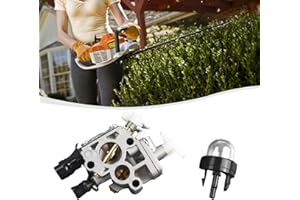Carburetor and Primer Bulb for Stihl HS46 HS56 Hedge Trimmer, Replaces C1T-S195 C1T-S195E 4242-120-0600 7010-871-0231 Engine 