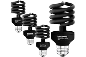 SLEEKLIGHTING 23 Watt T2 Black Light Spiral CFL Light Bulb, UL Approved- Blacklight Bulbs for Parties 120V, E26 Medium Base-Energy Saver (Pack of 4)