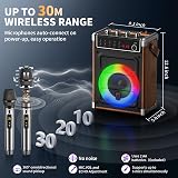 JYX Karaoke Machine with 2 Wireless Mics Bluetooth Speaker Bass Treble Echo view 4