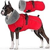 Dogcheer Dog Coat with Pocket, Waterproof Dog Jacket with Adjustable Buckle, Reflective Puppy Winter Coat Warm Turtleneck Fleece SnowJacket for Small Medium Large Dogs - Red S