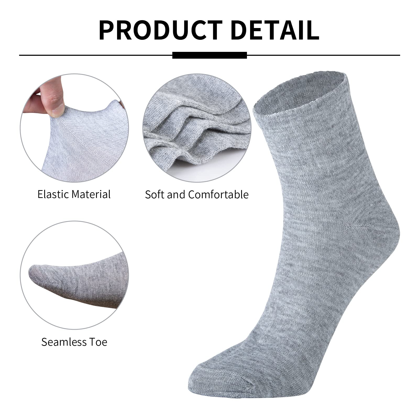 Sophproton 120 Pairs Men's Quarter Ankle Moisture Socks - Athletic, Casual Sports Socks - Bulk Pack for Men, Women & Homeless