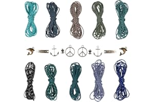 Paracord Planet 95 Paracord Friendship Bracelet Kit – Ten 10’ Lengths of 95 Paracord and Ten Charms – Blue Shine