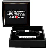 sunglnl Dont Let The Hard Days Win Motivational Tube Bracelet, Handmade Adjustable Braided Stainless Steel Bracelet with Inspirational Gift Card Meaningful Jewelry Gift for Women Men